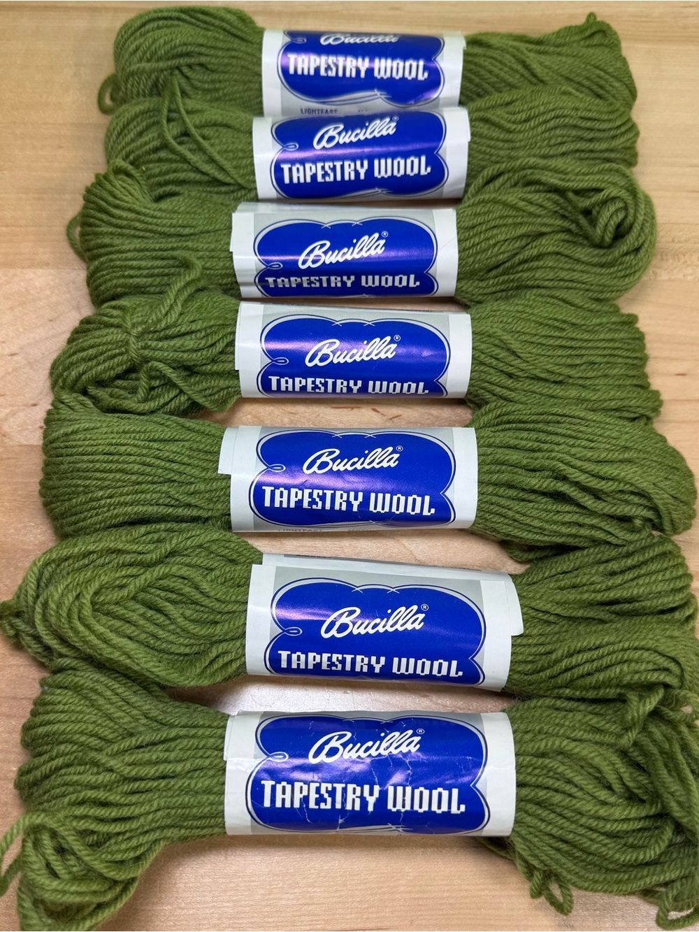 Bucilla Tapestry Wool skeins green 011 moth resistant 7 pc